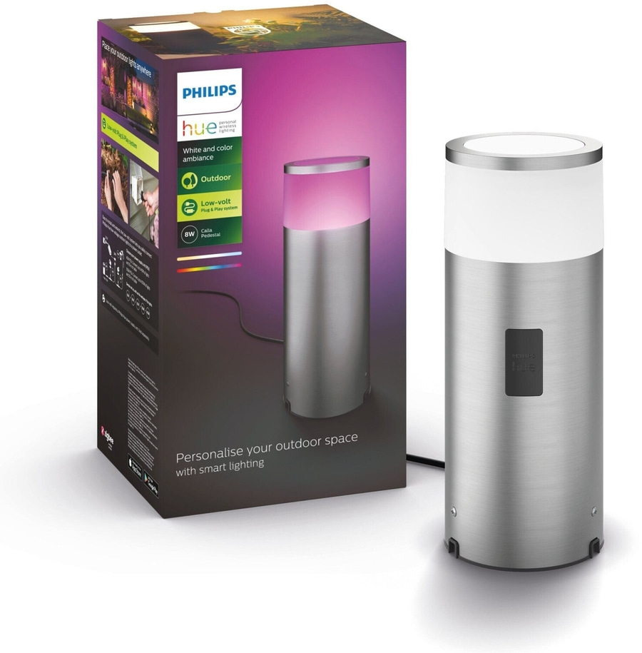 PHILIPS HUE Calla Outdoor Pollerleuchte Edelstahl 590 lm 8 W Gartenleuchte NEU