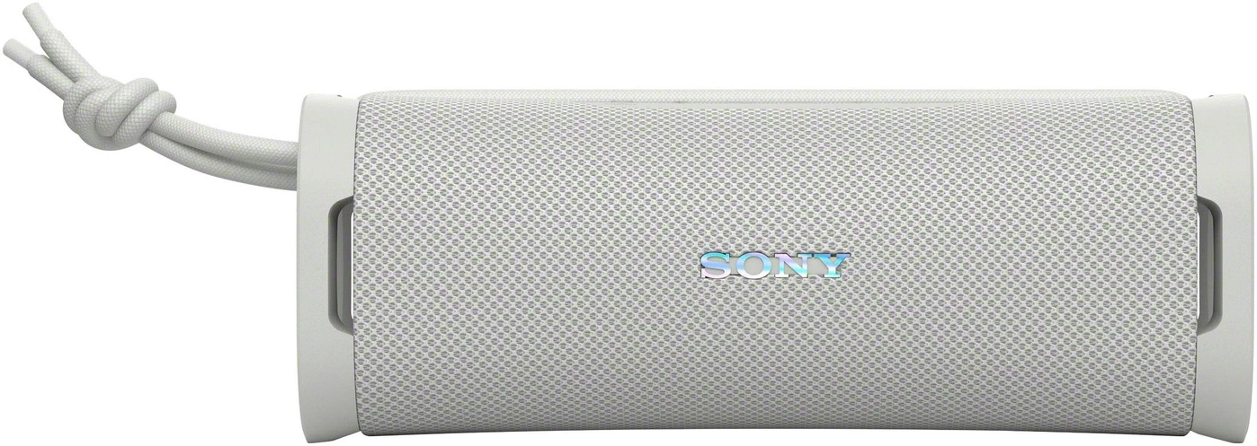 Weiße Sony Bluetooth-Box mit Trageschlaufe