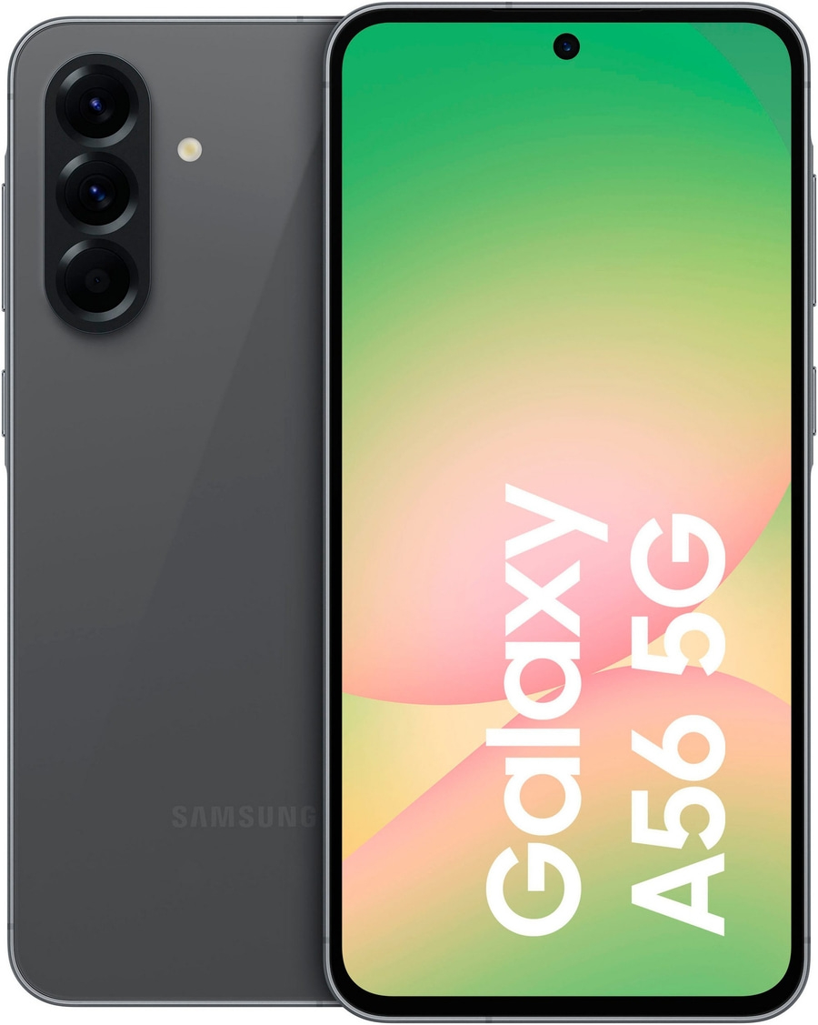 Samsung Galaxy A56 5G Smartphone, grau, mit dreifacher Kamera und Display