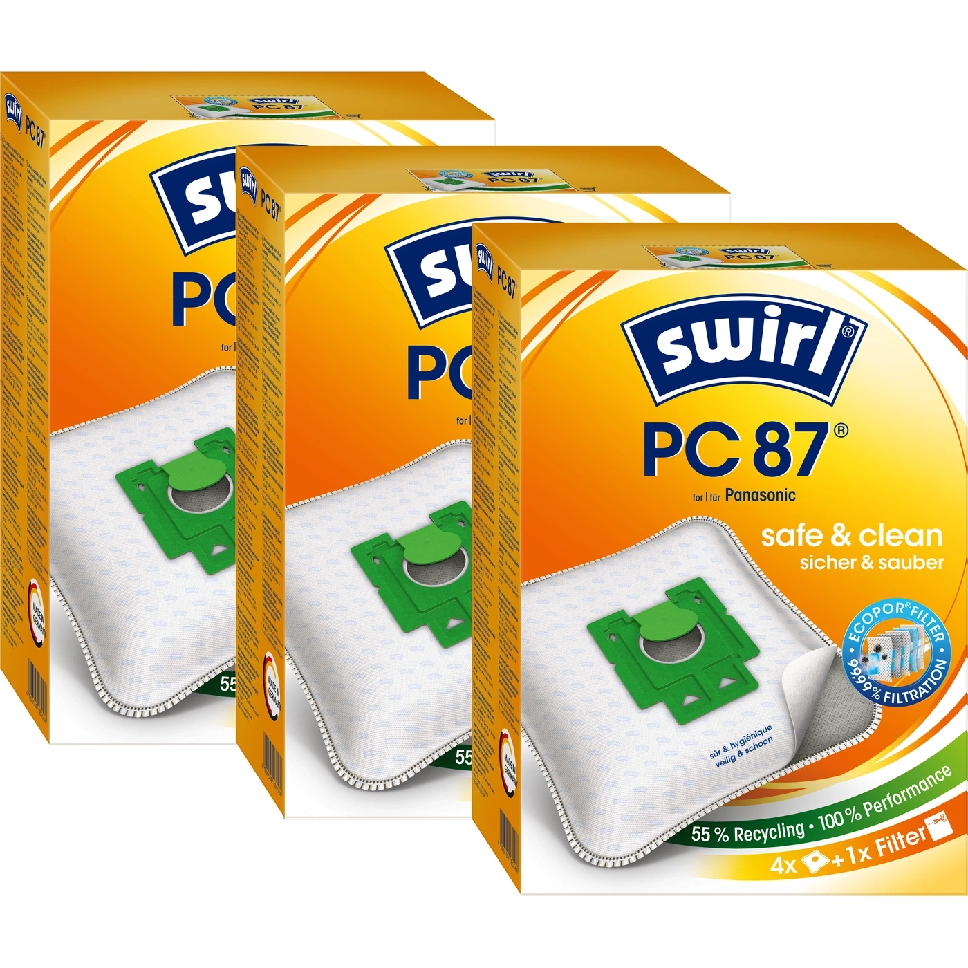 Swirl PC 87 Staubsaugerbeutel für Panasonic, 4+1 Filter, 55% Recycling