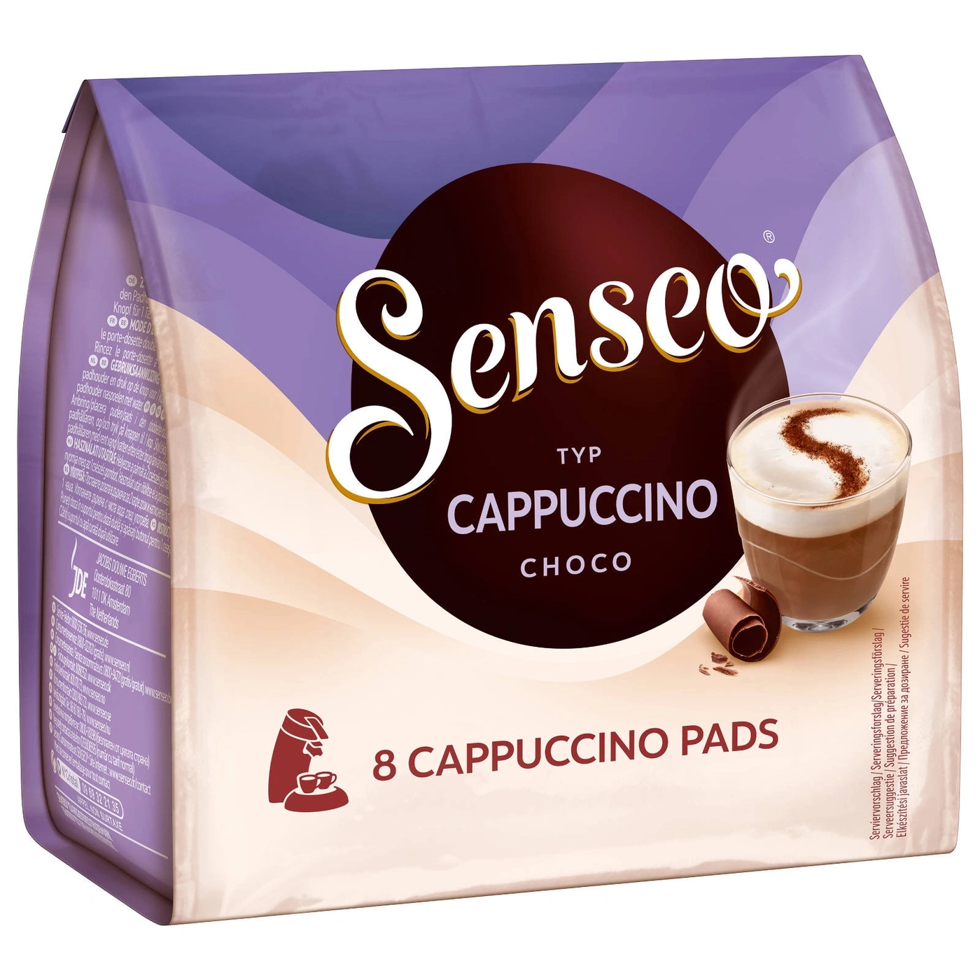 Senseo Cappuccino Choco Pads Packung. 8 Pads. Kaffeegetränk. Schokoladengeschmack.