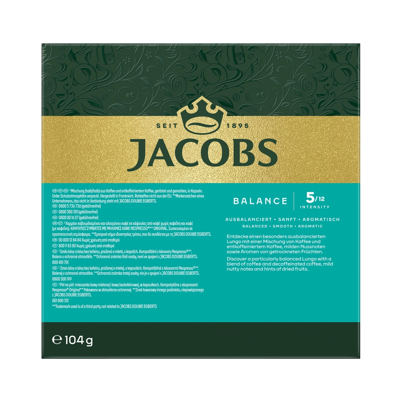 Jacobs Kaffee Packung mit Informationen und Aufschrift