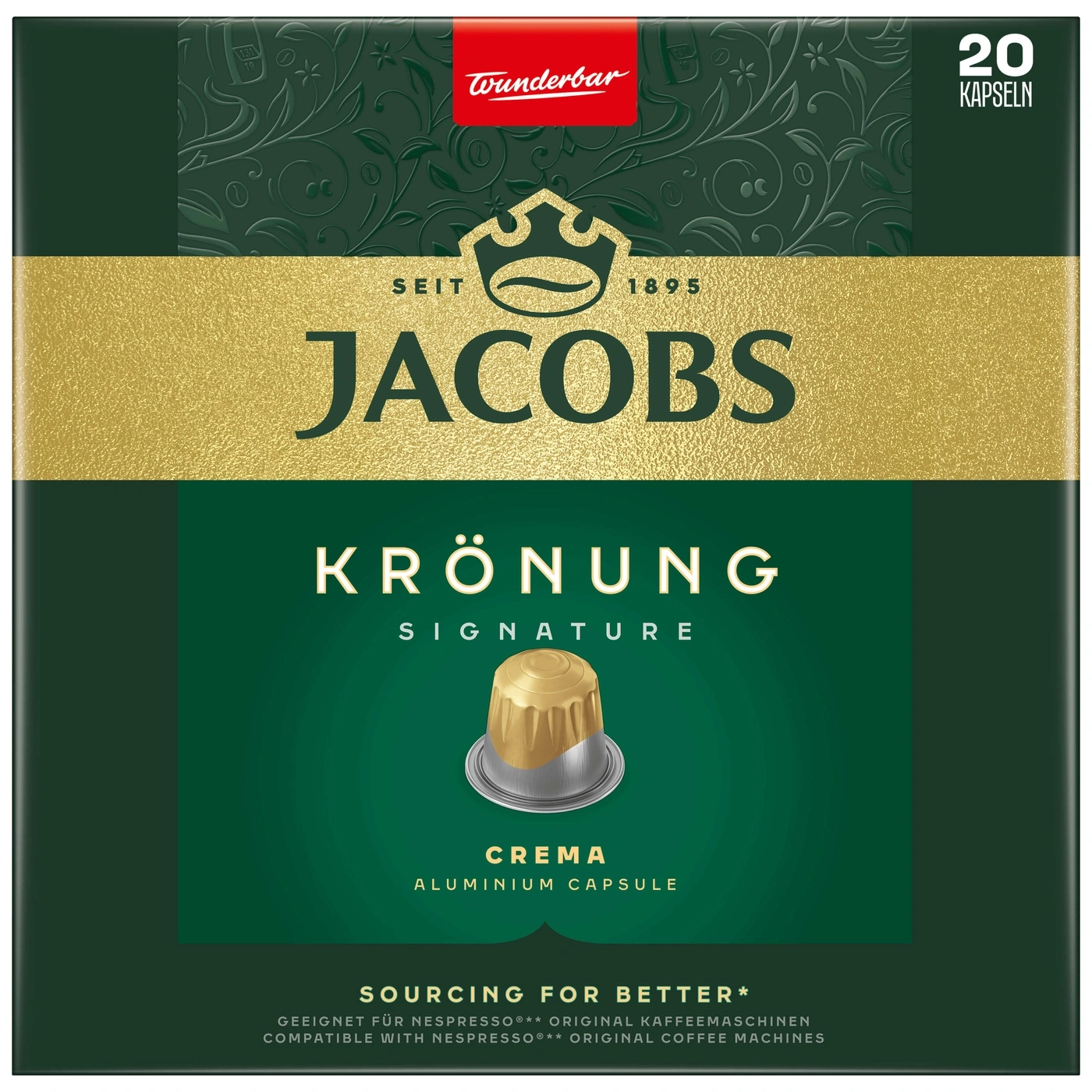 Jacobs Krönung Kaffeekapseln, 20 Kapseln, Aluminium Kapsel, Wunderbar, Kaffee
