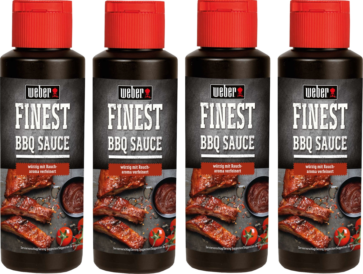 4x Weber Sauce Finest BBQ Grillsauce Burger 300 ml Flasche Raucharoma würzig