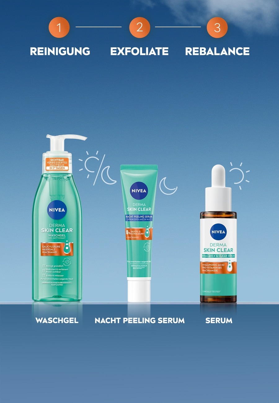 Gesichtspflegeset 2-teilig DERMA SKIN CLEAR Rebalance & Clear Serum + UV-Fluid