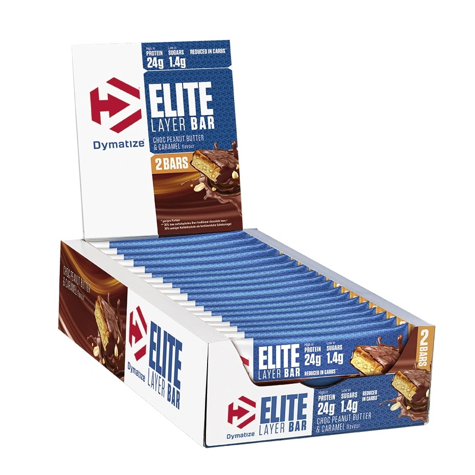 Elite Layer Bar, Choc Peanut Butter & Caramel, 24g Protein, 1.4g Zucker, reduziert Kohlenhydrate