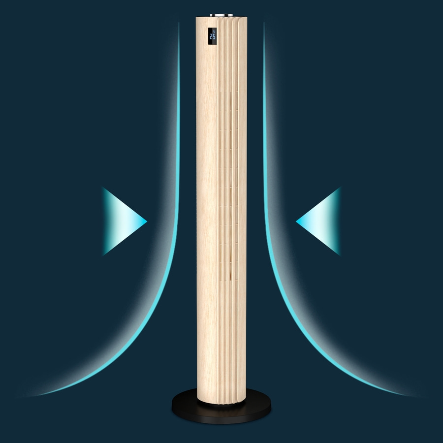 ROWENTA Ventilator leise Turmventilator mit Fernbedienung Schwarz + Holz Optik