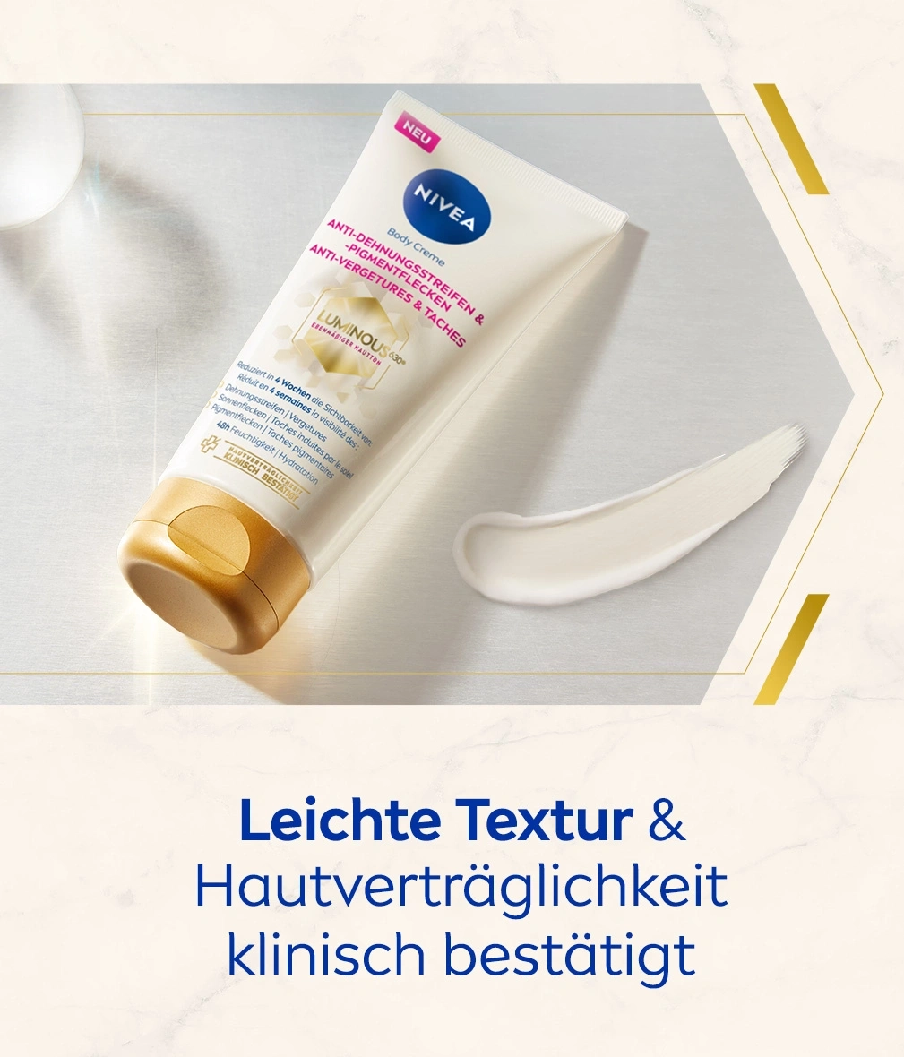 Nivea Body Creme, Anti-Dehnungsstreifen, Pigmentflecken, klinisch bestätigt, leichte Textur