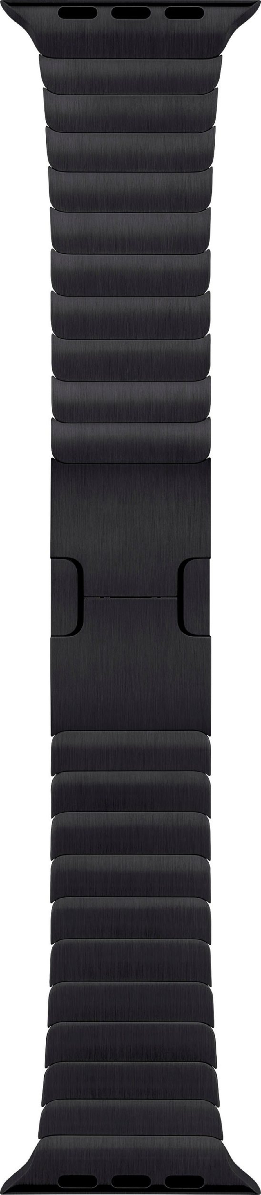 Schwarzes Armband mit gebürsteter Metalloberfläche und Schnallenverschluss
