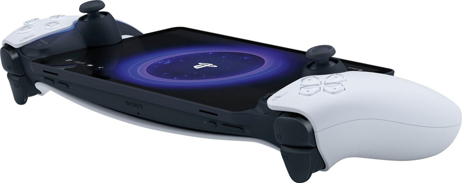 PlayStation Portal, ein Handheld-Gaming-Gerät mit Bildschirm und Controllern.