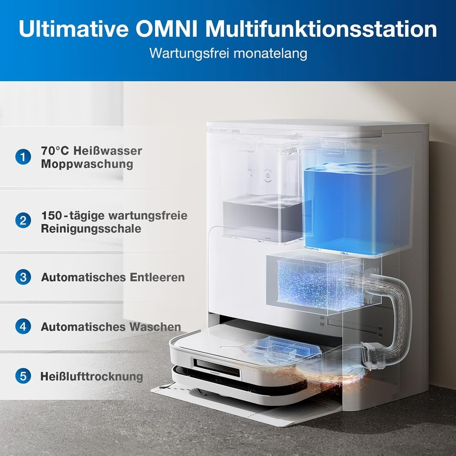 ECOVACS Deebot X5 OMNI Saug- & Wischroboter App-Steuerung Station weiß B-Ware