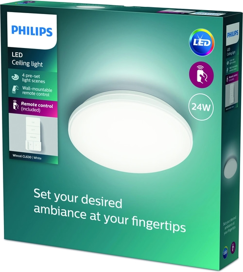 PHILIPS Wincel All-in-One LED Deckenleuchte inkl. Fernbedienung 24W 2500lm weiß