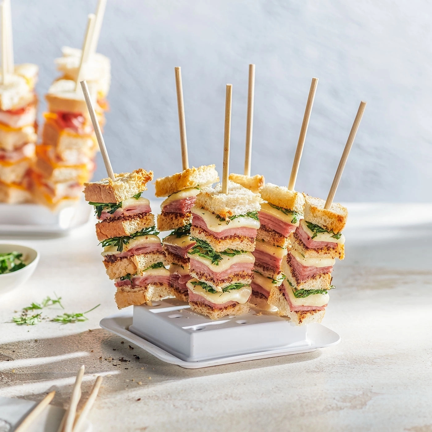 BETTY BOSSI Apéro-Maker ofenfest Snacks Canape Grau Beige Kunststoff Bambus NEU