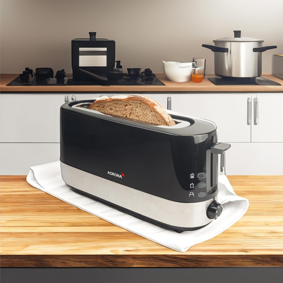 KORONA Toaster 21305 850 Watt Stufenlos Auftau-und-Aufwärm-Stufe schwarz NEU