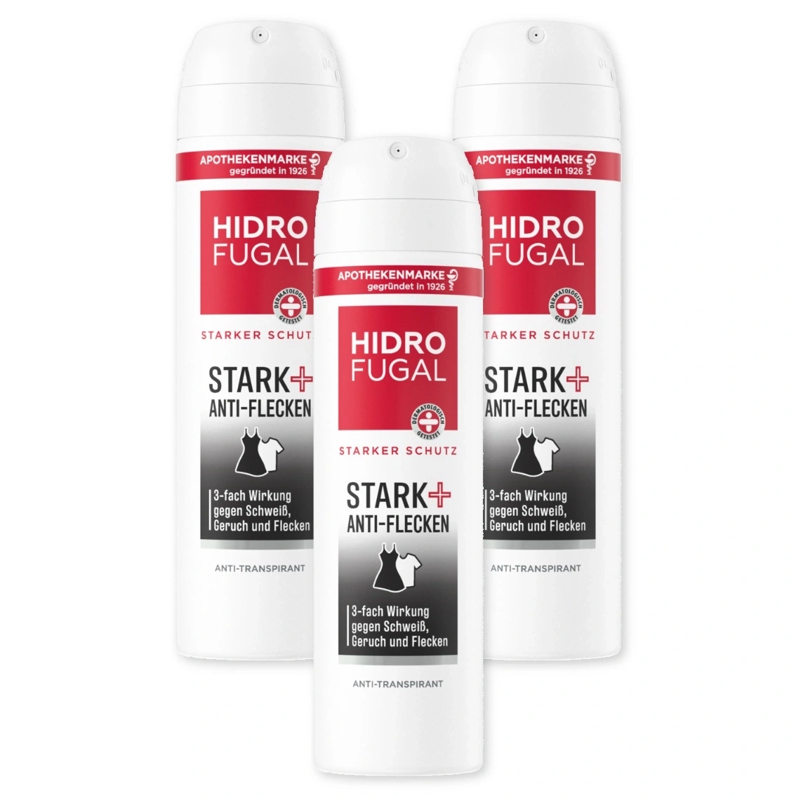 Drei Hidro Fugal Anti-Flecken Deo Spray Dosen