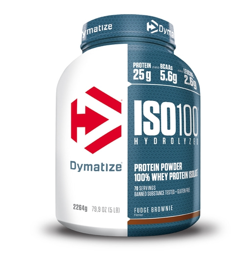 DYMATIZE Whey Protein Pulver Shake Hydrolysat Eiweiß ISO 100 Fudge Brownie 2264g