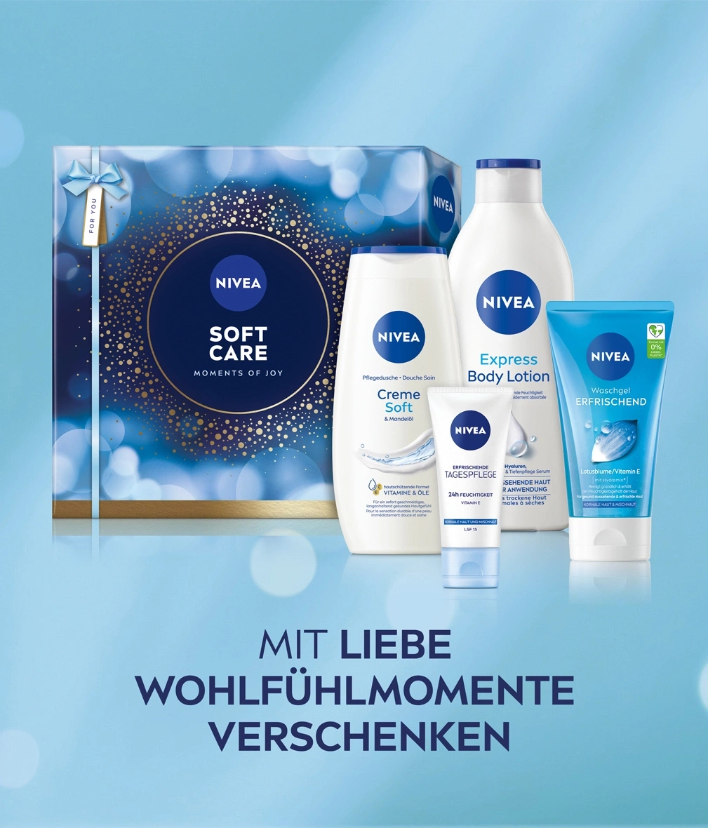 Nivea Soft Care Geschenkset mit Duschgel, Body Lotion und Gesichtscreme