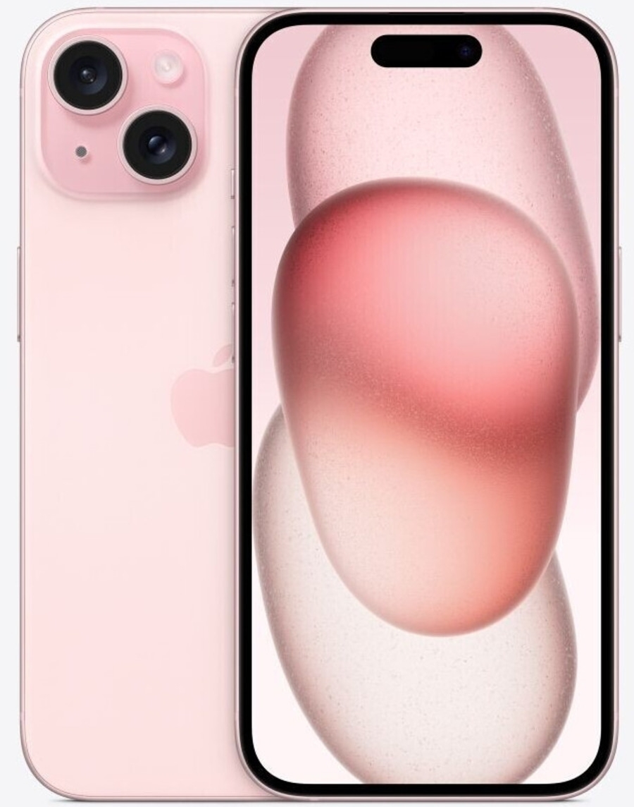 Rosa iPhone mit zwei Kameras und einem rosa Hintergrundbild