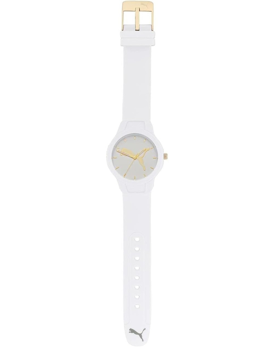 PUMA 40 mm Quarzuhr Reset P1013 Polycarbonat Dornschließe Weiß B-WARE