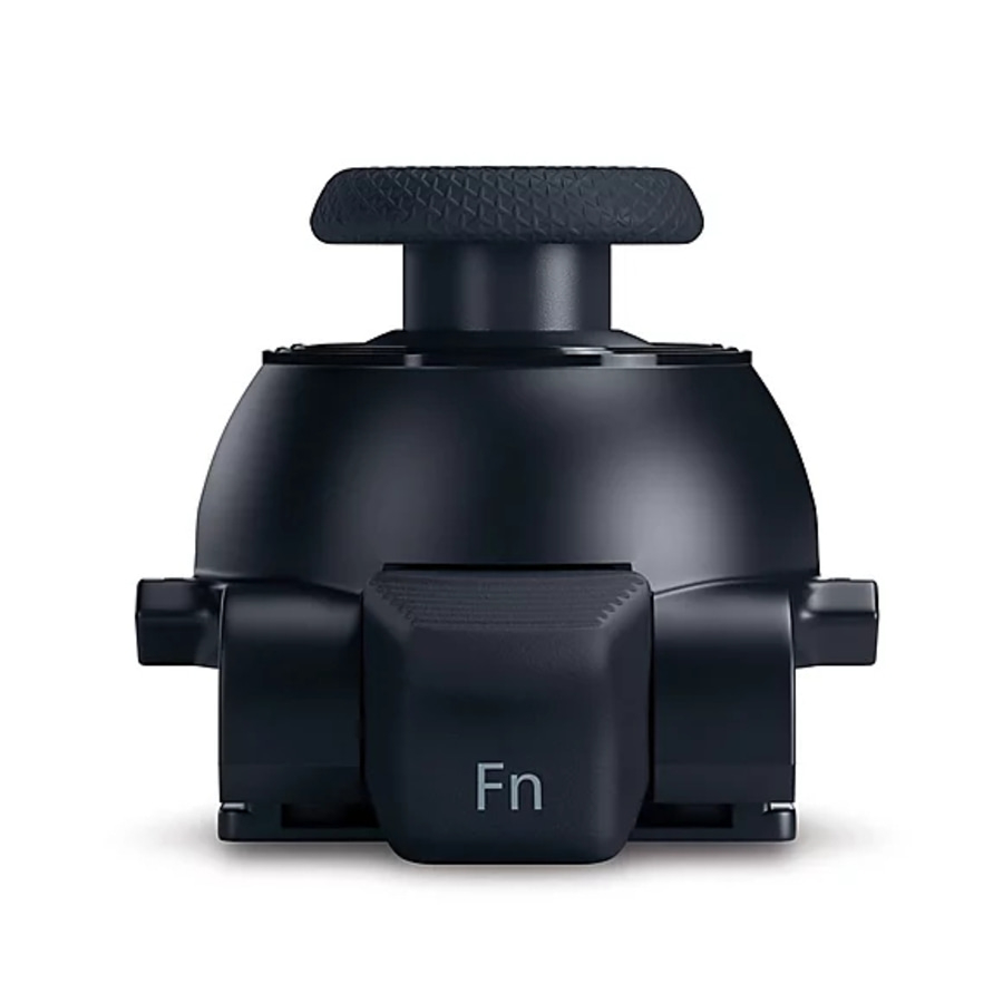 Schwarzer Joystick mit Fn-Taste, Nahaufnahme, Technik, Gadget, Steuerung