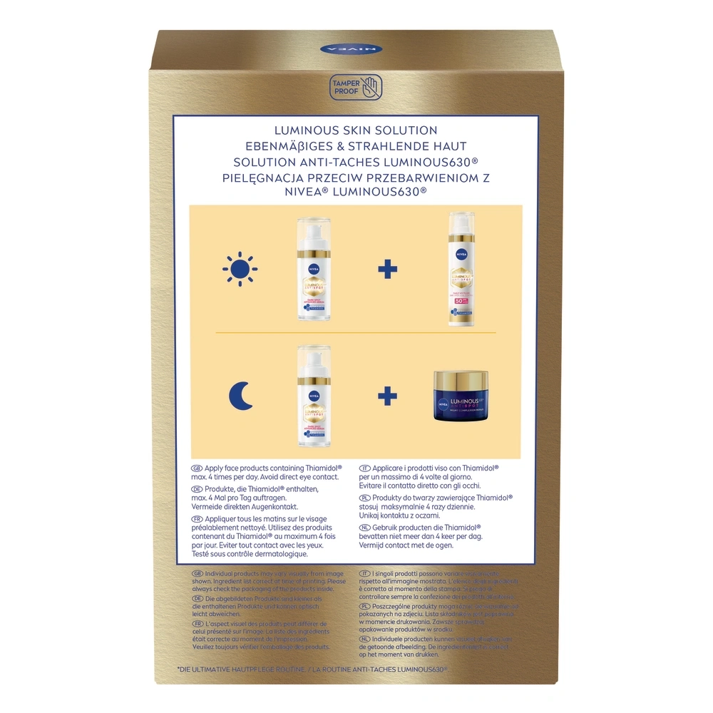 Nivea Luminous630 Hautpflege Routine mit Tages- und Nachtcreme.