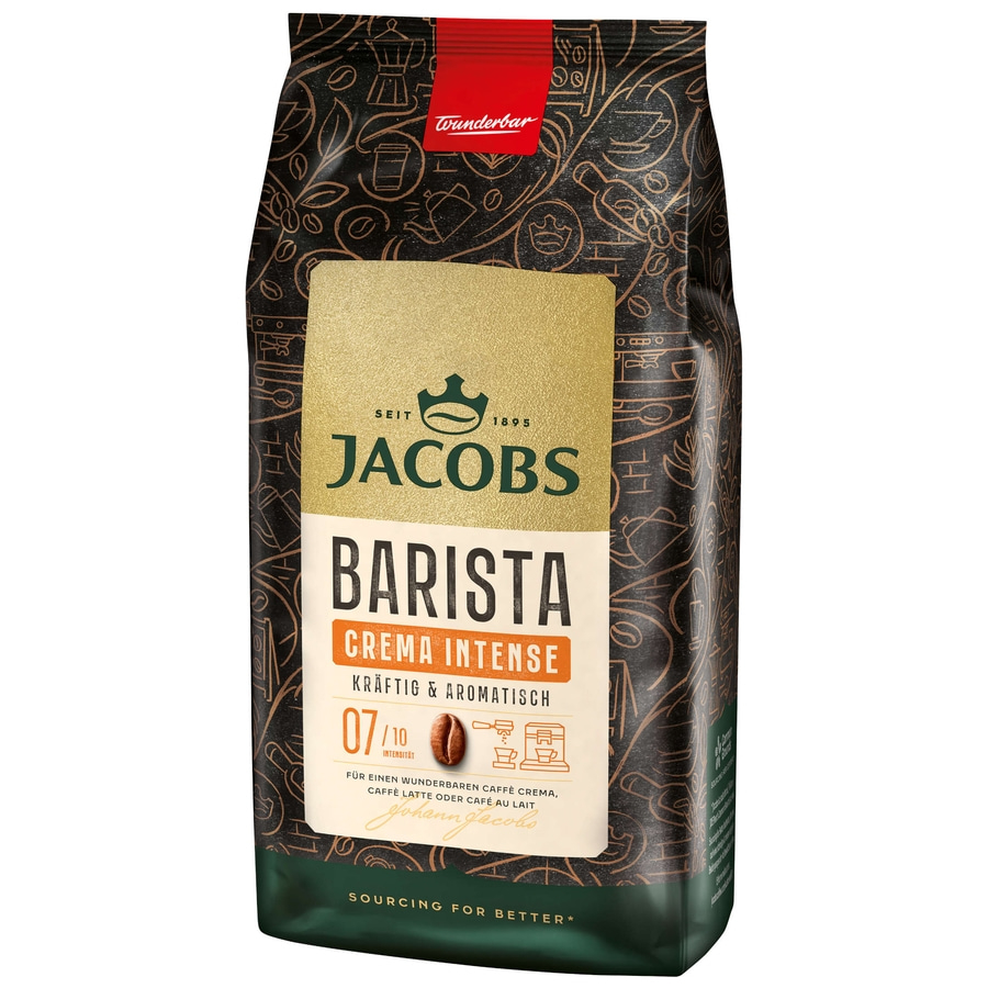 JACOBS Kaffeebohnen Barista Editions Crema Intense 2 x 1 kg ganze Kaffee Bohnen
