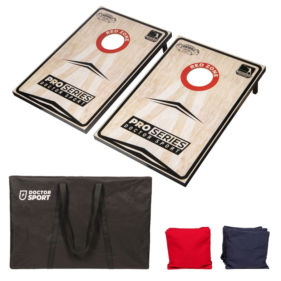DOCTOR SPORT Pro Series Doppel-Cornhole-Set, echtes Holz, 8 Beanbags + Tasche