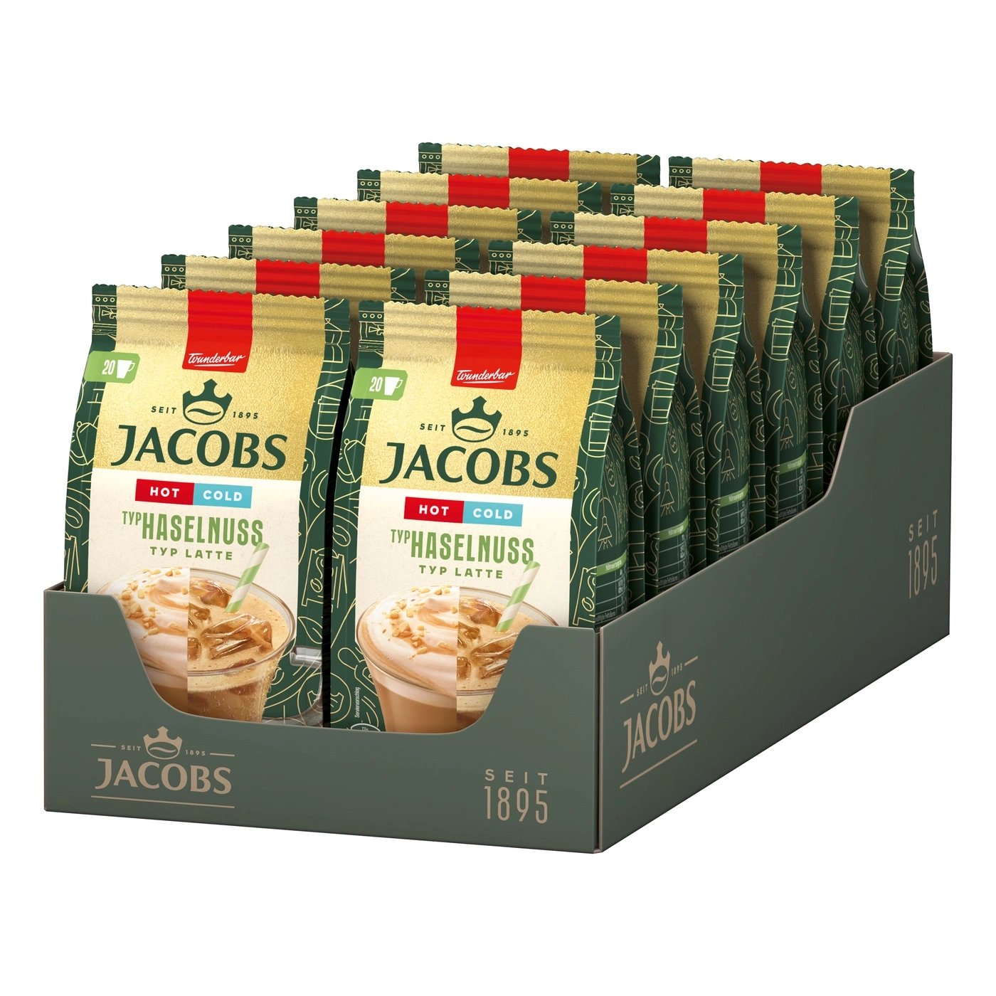 Jacobs Typ Haselnuss Typ Latte 20 Beutel im Karton