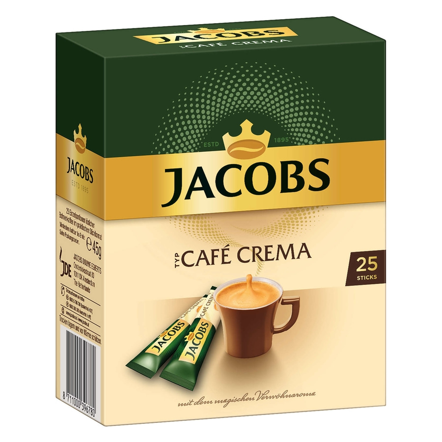 JACOBS Löskaffee Typ Cafe Crema 12 x 25 Getränke Sticks löslicher Instantkaffee
