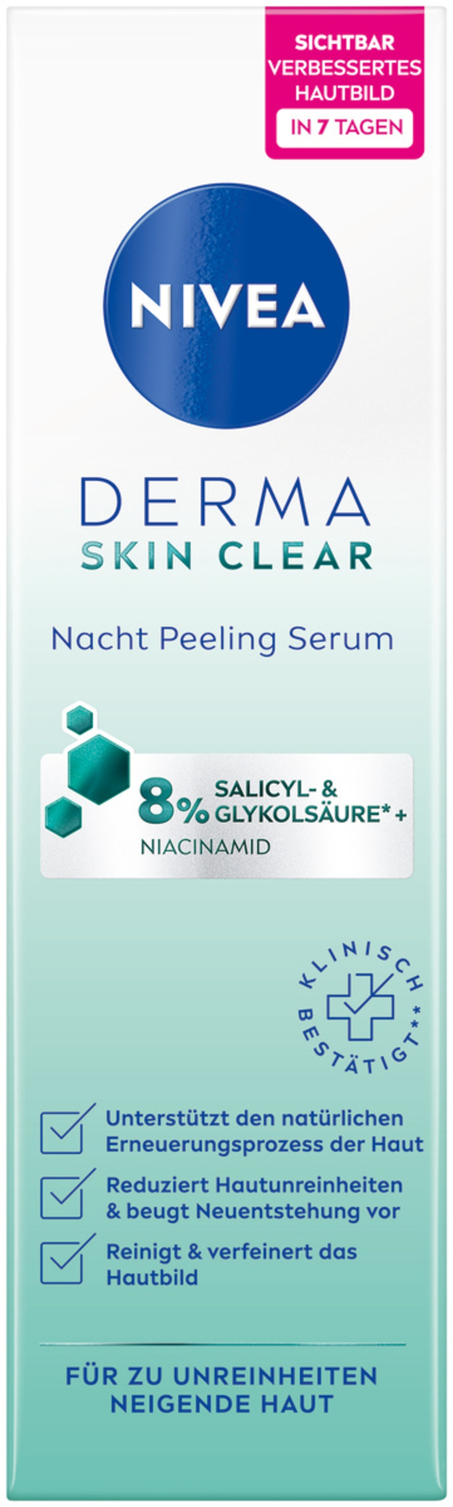 NIVEA Derma Skin Clear Nacht Peeling Serum Nachtpflege mit Niacinamid 2 x 40ml