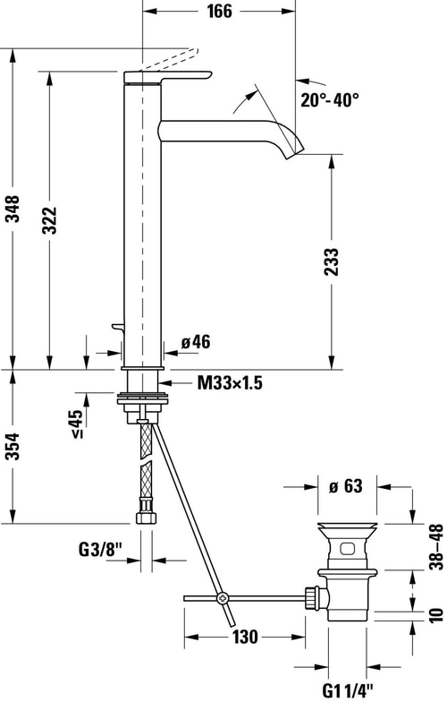 DURAVIT C.1 Waschtischmischer XL Einhandmischer Mischbatterie Wasserhahn Schwarz