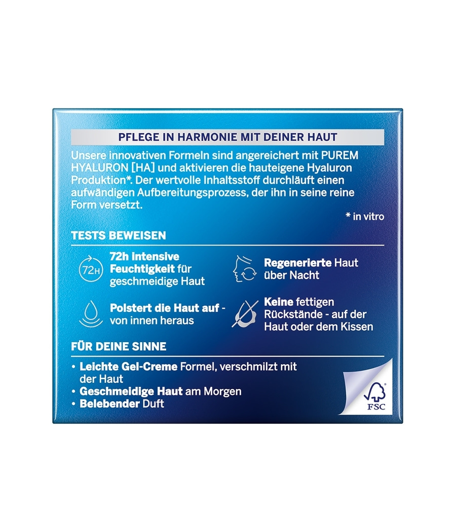 NIVEA Hydra Skin Effect regenerierende Gel Creme Nachtpflege pures Hyaluron 50ml