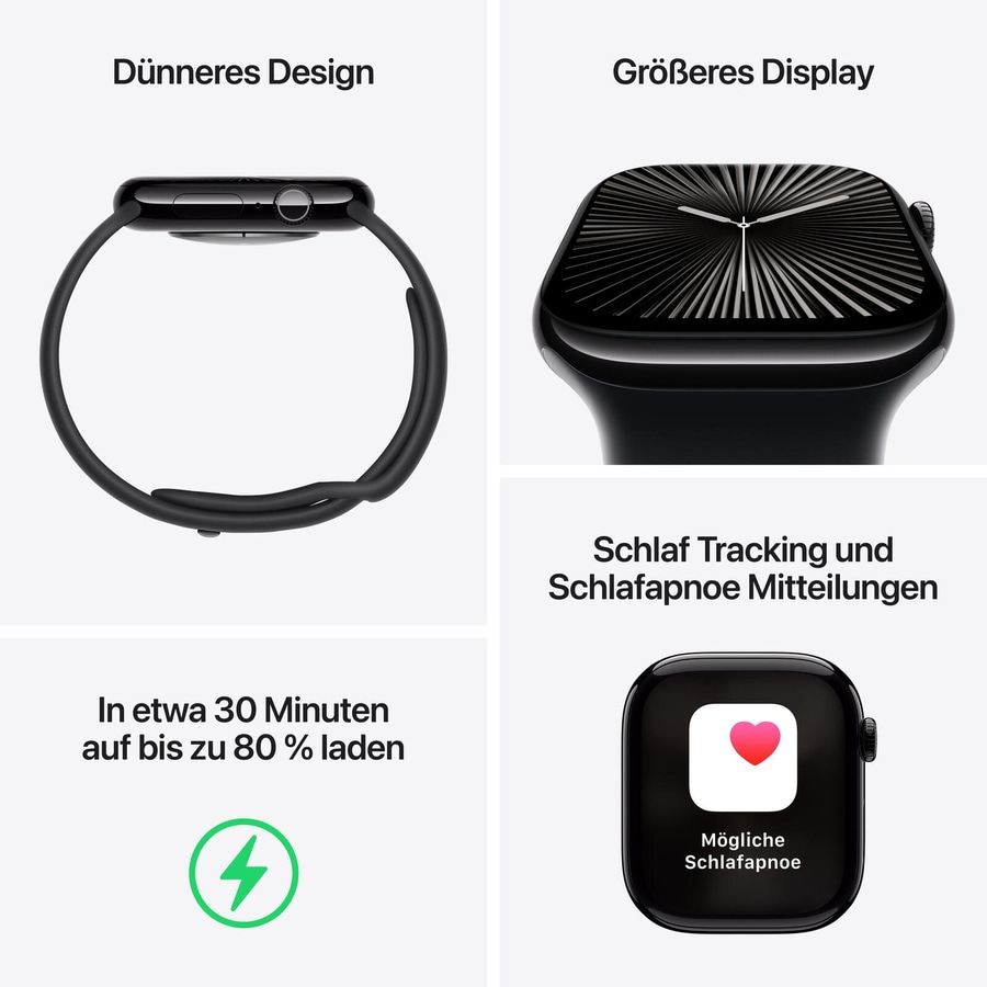 APPLE Watch S10 GPS+Cell 46 mm Alugehäuse Sportband S/M Schwarz MWY33QF/A B-Ware