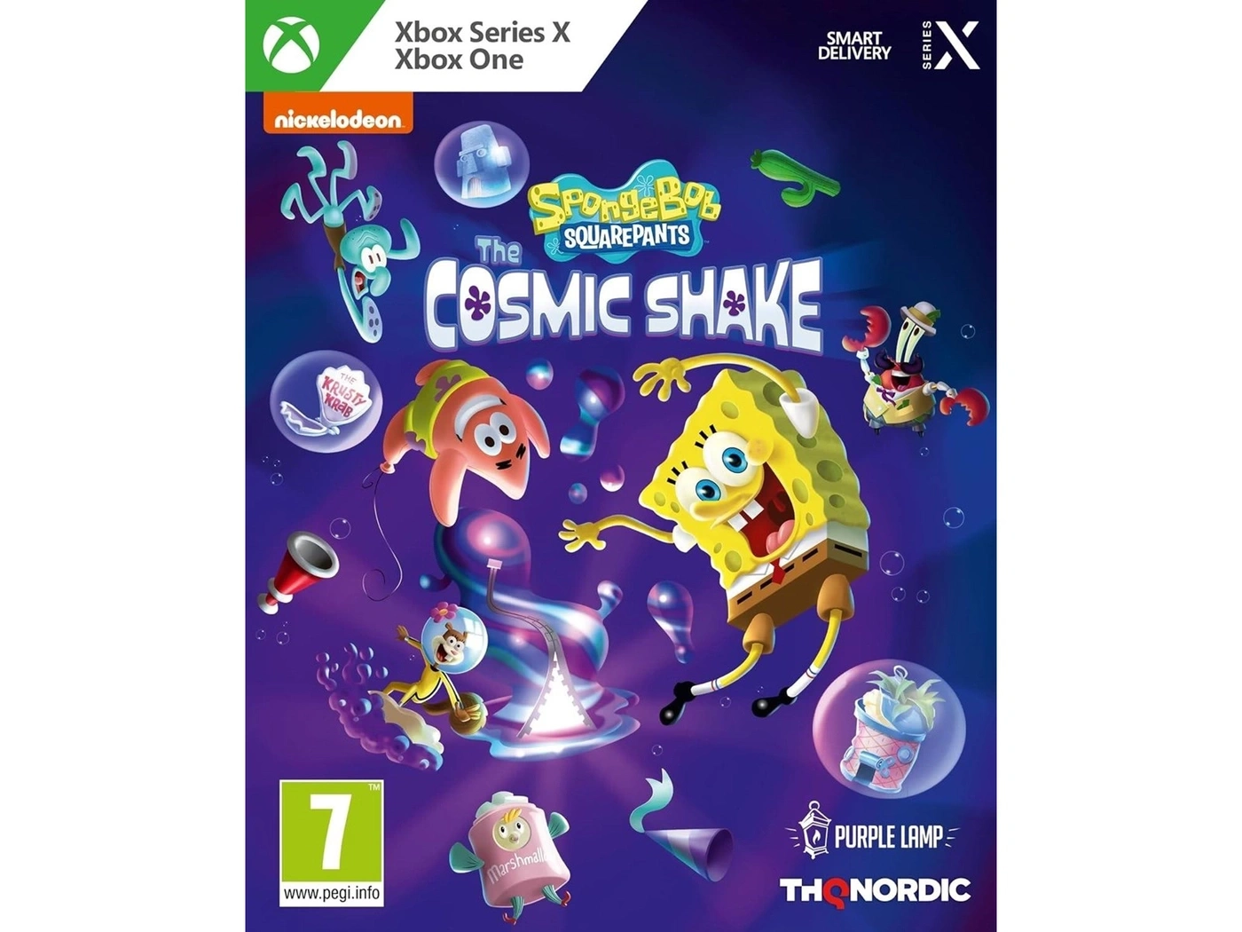 Das Cover des Videospiels Spongebob Squarepants: The Cosmic Shake für Xbox.
