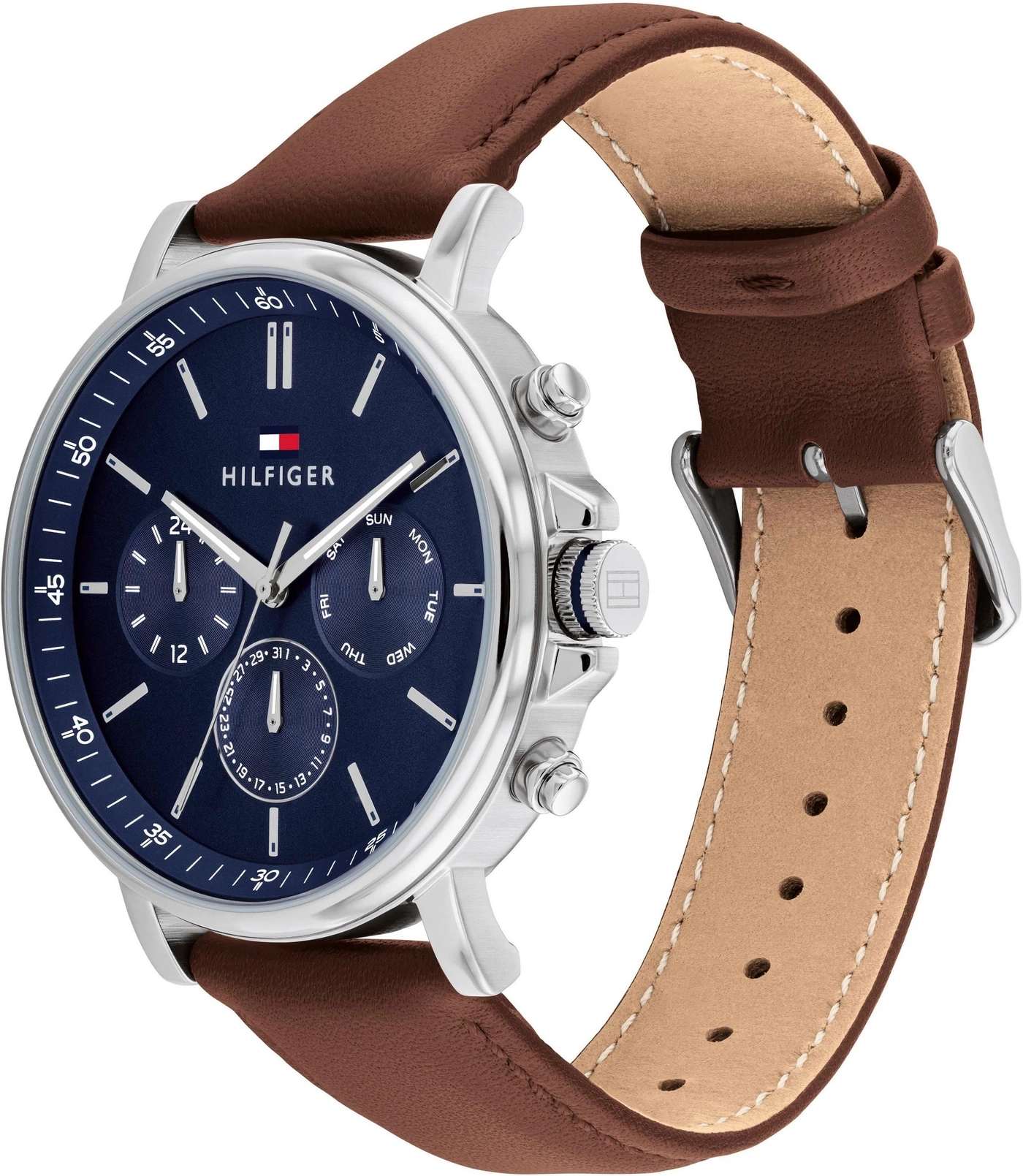 TOMMY HILFIGER Tyson 1710585 Herrenuhr Multifunktion Leder Blau Braun B-WARE