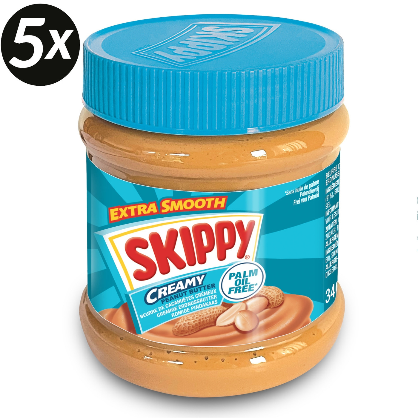 SKIPPY Erdnussbutter 5x "Creamy" Peanut Butter Extra Smooth Ohne Palmöl 5x 340g