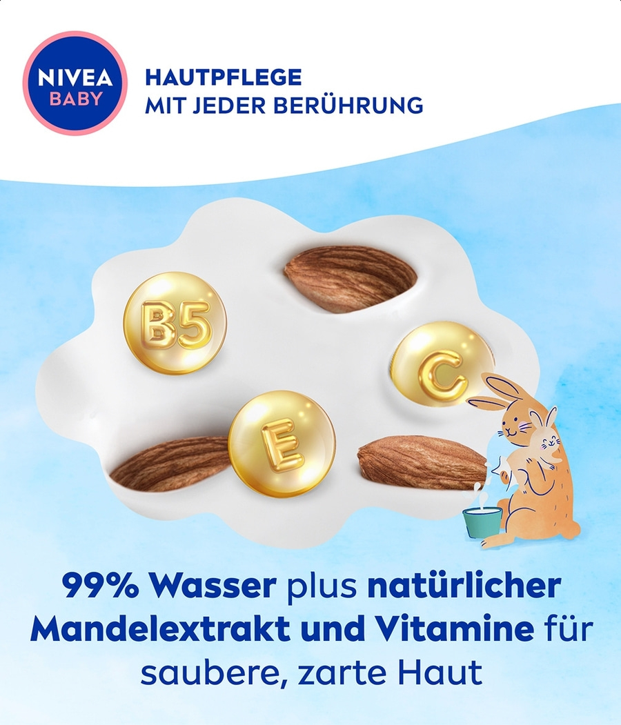 NIVEA Baby Aqua Feuchttücher 2 x 228 Stück Weiches & saugfähiges Tuch
