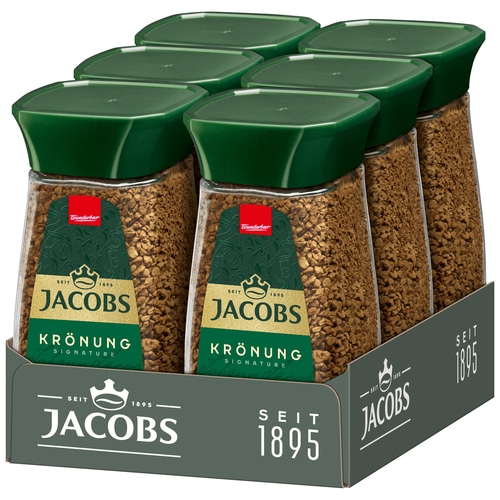 JACOBS Löskaffee Krönung 6 x 200 g Gläser löslicher Kaffee Instantkaffee