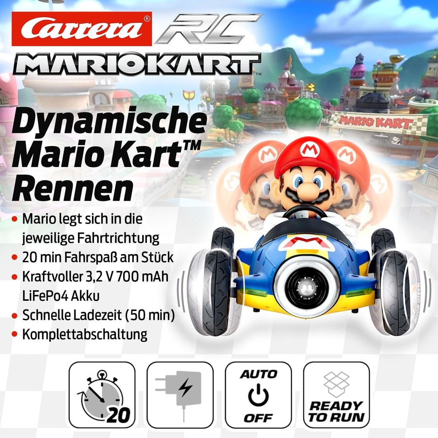 CARRERA Mario Kart Mach 8 Mario Ferngesteuertes Auto RC Auto Reenauto ab 6 NEU