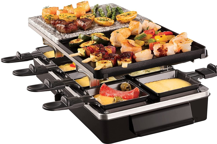 RUSSELL HOBBS Raclette Grill 26280-56 8 Personen Naturstein Teppanyaki Grill
