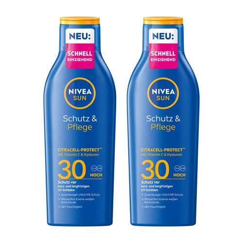 NIVEA SUN Schutz & Pflege Milch LSF 30 wasserfest 48h Feuchtigkeit 2 x 200ml