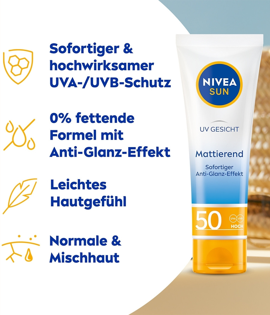 Nivea Sonnencreme, UVA-/UVB-Schutz, Anti-Glanz-Effekt, für normale & Mischhaut