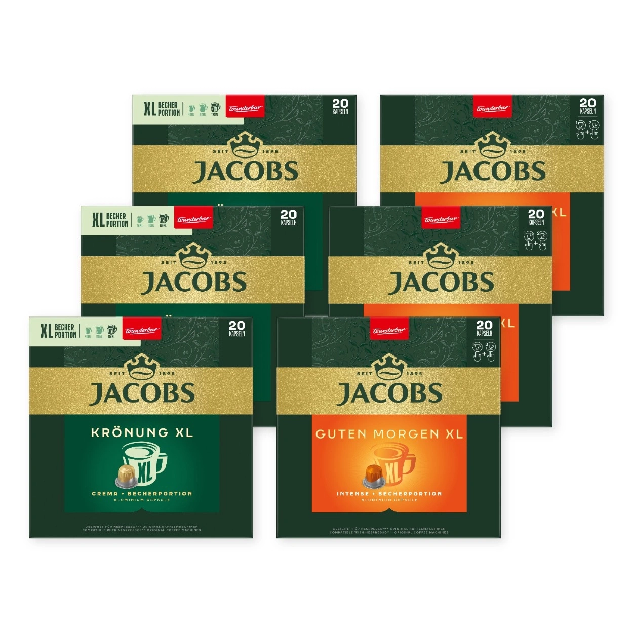 Packungen Jacobs Kaffee Kapseln mit Kaffeebecher-Symbol
