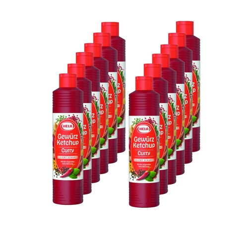 12x 800 ml Hela Ketchup Curry leicht scharf Gewürzketchup Flasche MHD 7/25