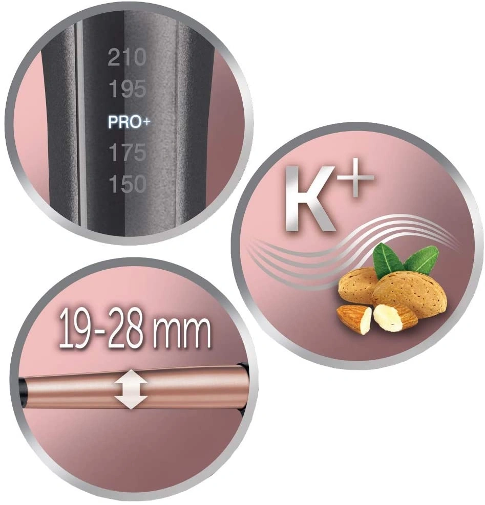 Haarglätter mit Temperaturanzeige, PRO+ und 19-28 mm Durchmesser, K+
