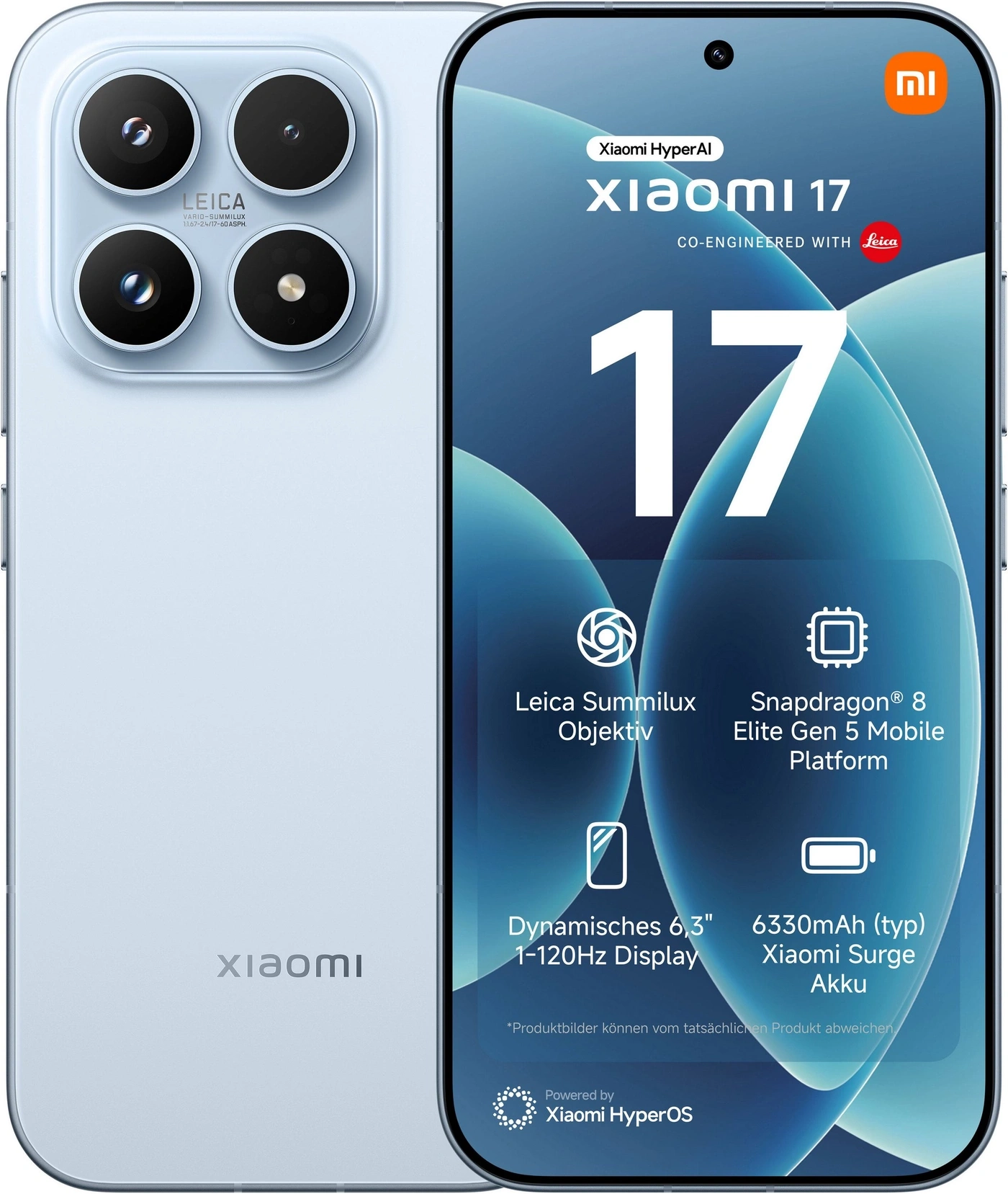 Xiaomi 17 Smartphone mit Leica Kamera und grossem Display