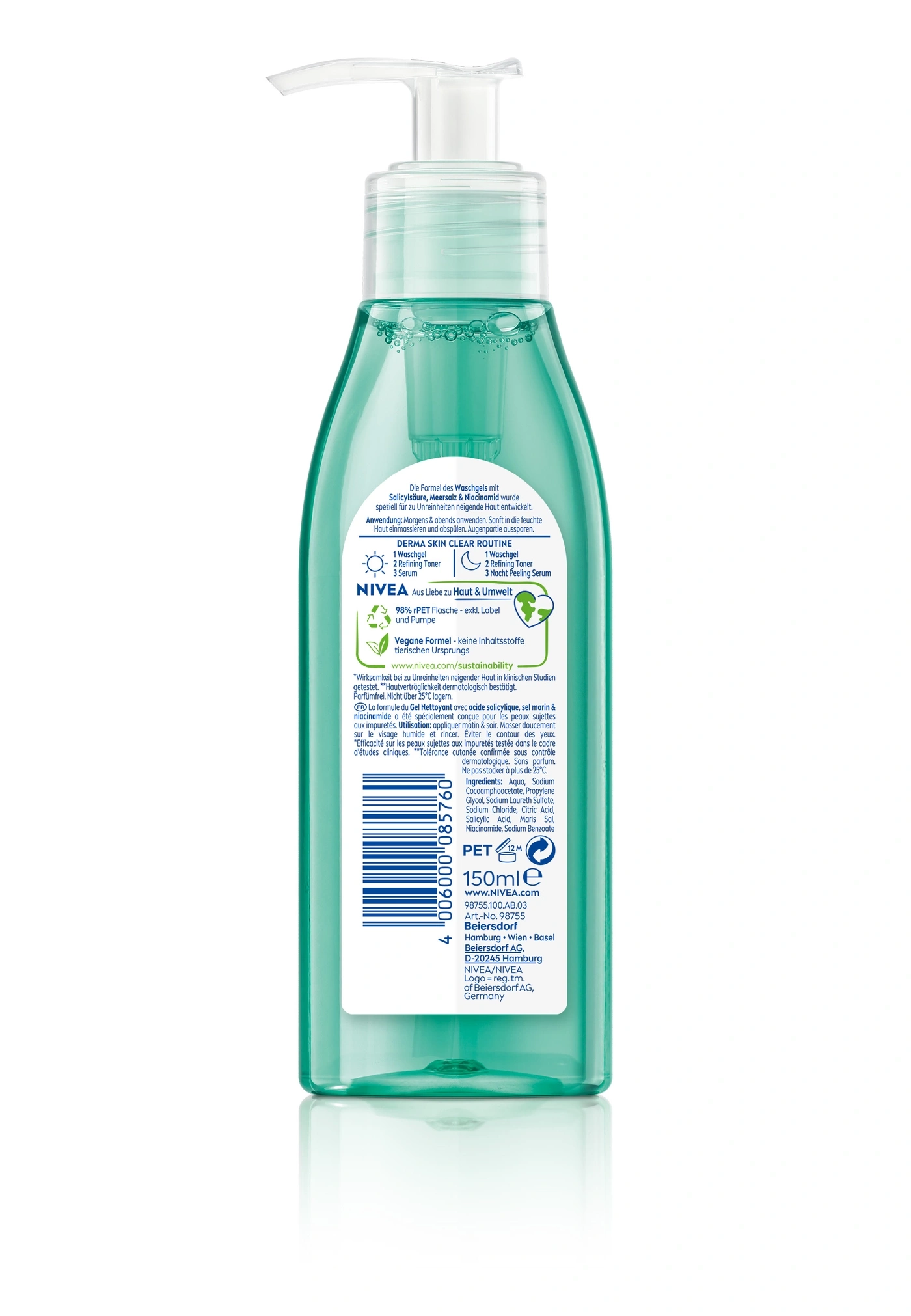 Eine Flasche NIVEA Waschgel mit Pumpspender.
