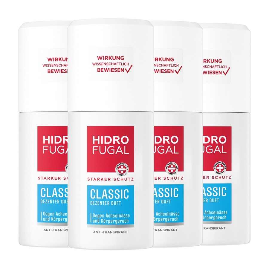 HIDROFUGAL Deo Zerstäuber CLASSIC Reisegröße Anti-Transpirant Schutz 4 x 55 ml