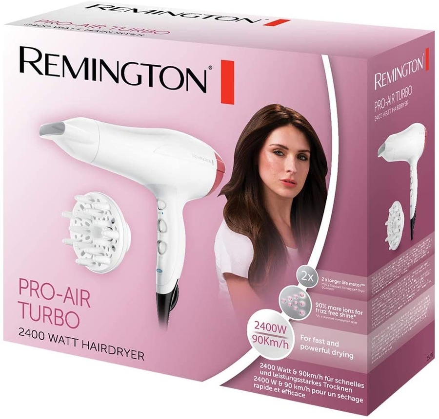 REMINGTON Haartrockner Pro Air Turbo D5226 2400 Watt 90 km/h Ionengenerator weiß