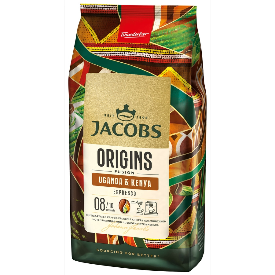 JACOBS Kaffeebohnen Origins Uganda & Kenya ganze Bohne 2 x 1 kg Bohnenkaffee